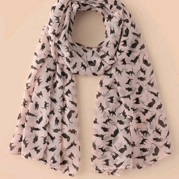Black KITTY Cat Pattern Bandana Scarf Wrap - Picture 6 of 6